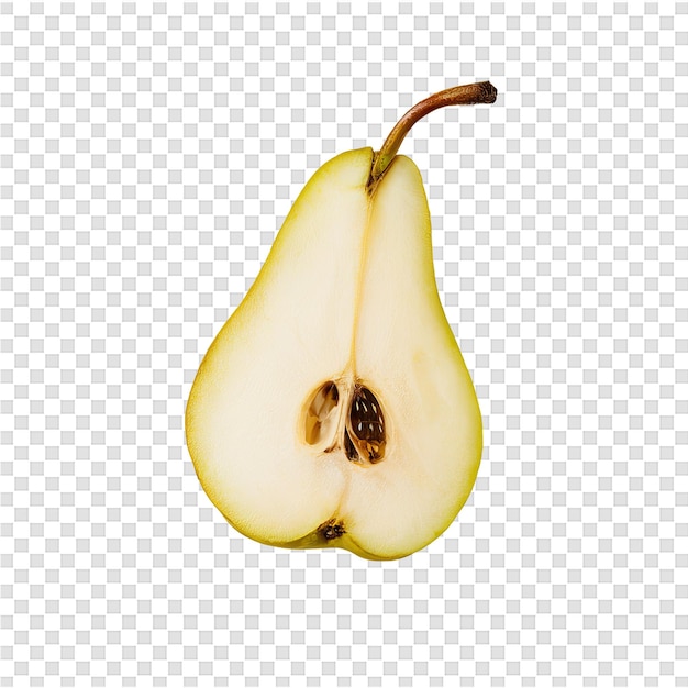 PSD a pear with a face on it that is cut in half