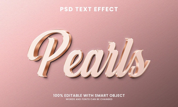 Pearls rose gold 3d text effect