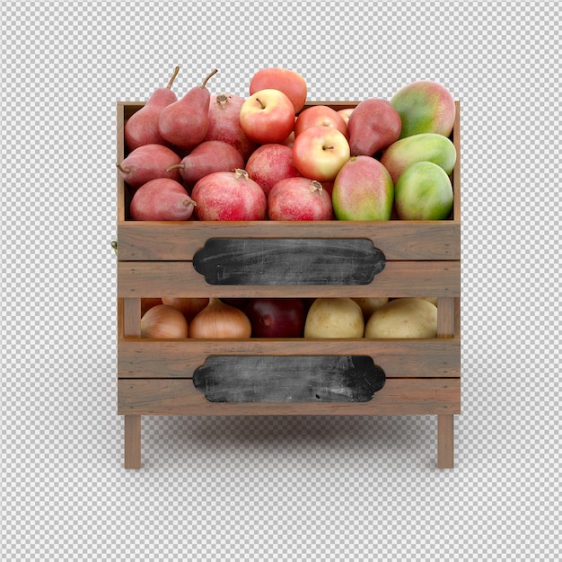 Pears apples mango 3d render