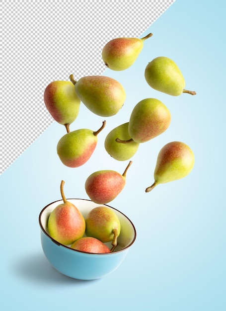 Pears flying in a bowl mockup