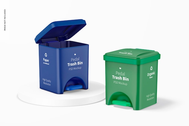 PSD pedal trash bins mockup