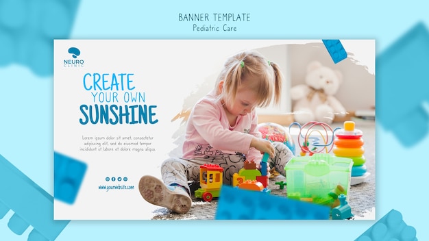 PSD pediatric care concept banner template