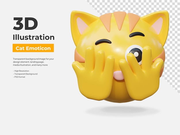 PSD peeking eyes face expression cat emoticon sticker 3d icon illustration