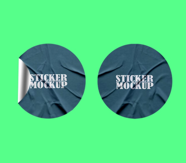 ピール&ラウンド ステッカー モックアップ デザイン PSD テンプレート