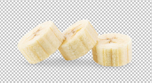 Peeled banana slices isolated on alpha layer