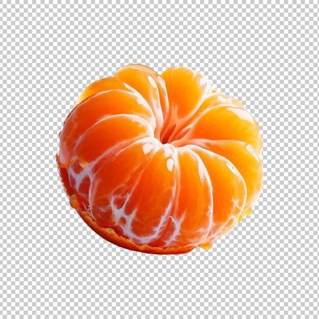 PSD peeled tangerine or mandarin fruit on a transparent background ai generative