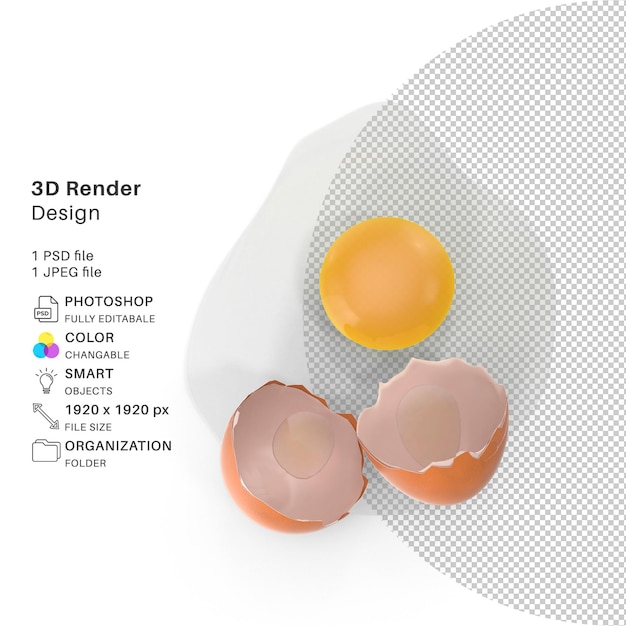 PSD pęknięta skorupka jajka modelowanie 3d plik psd realistyczna skorupka jajka