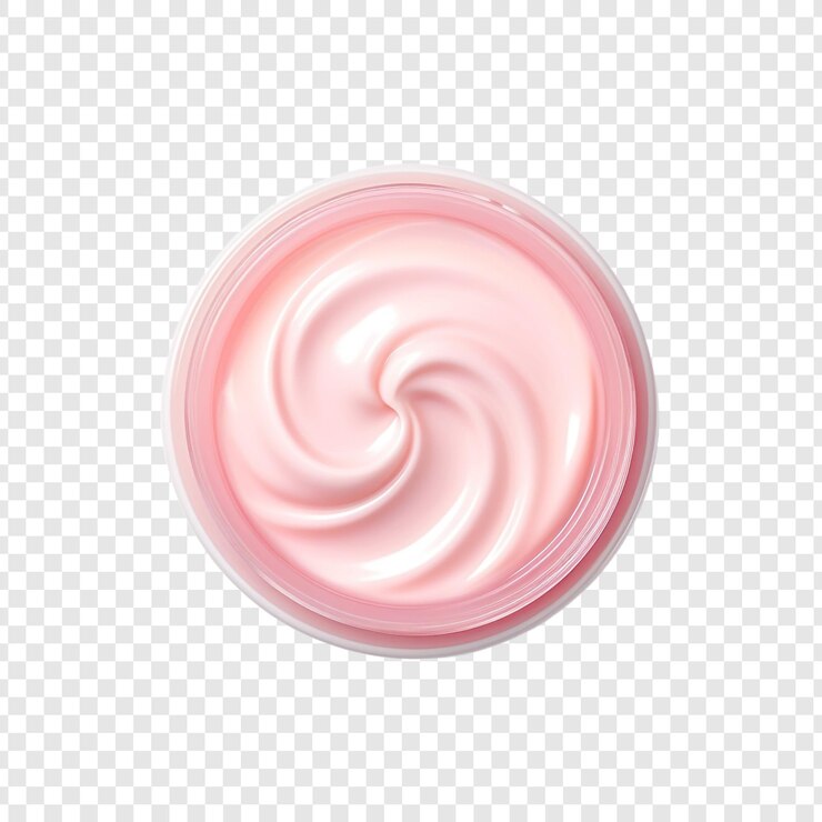 PSD pembe ve beyaz krem kabı, şeffaf arka plan üzerinde izole edilmiş