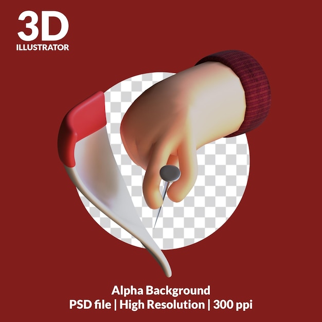 PSD pemilu tangan 3d illustrator surat suara paku