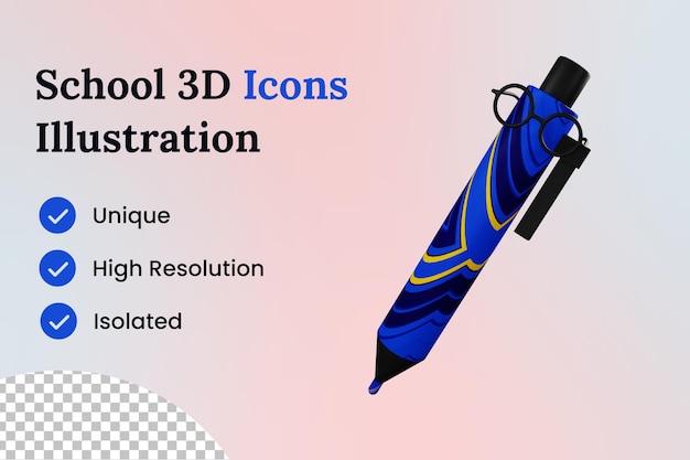 Pen 3d icon illustration