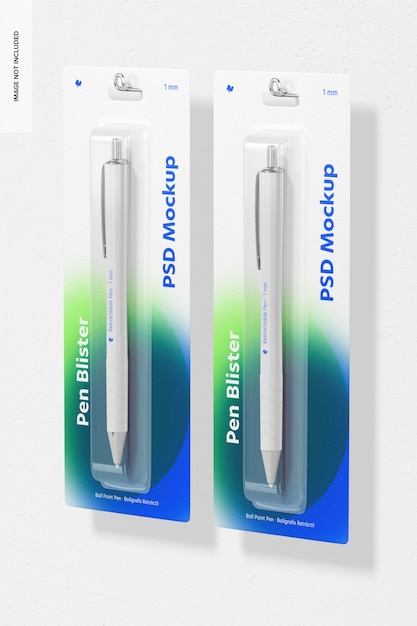 PSD pen blister mockup, front and back view