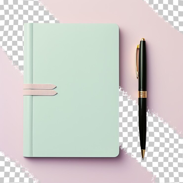 PSD pen and business journal on transparent background
