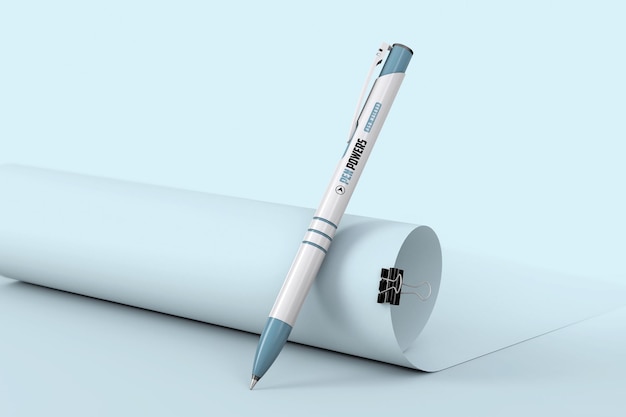 Pen on paper roll mockup