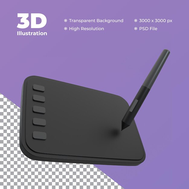 Pen tablet 3d icon illustration