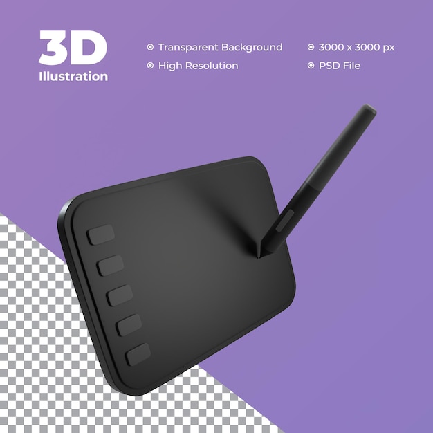 PSD pen tablet 3d icon illustration