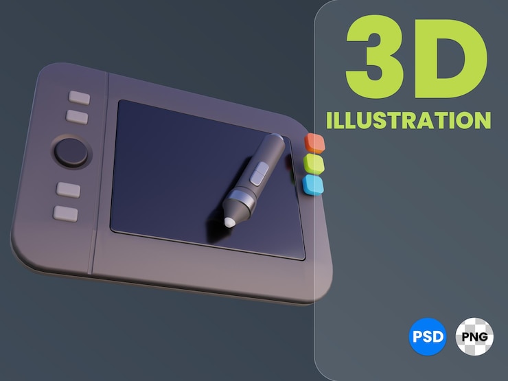 PSD pen tablet 3d illustration