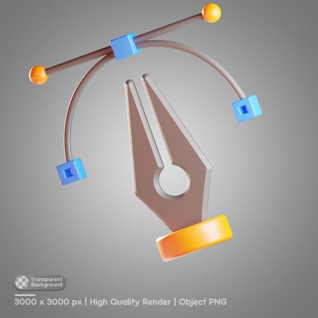 PSD illustrazione 3d dello strumento penna
