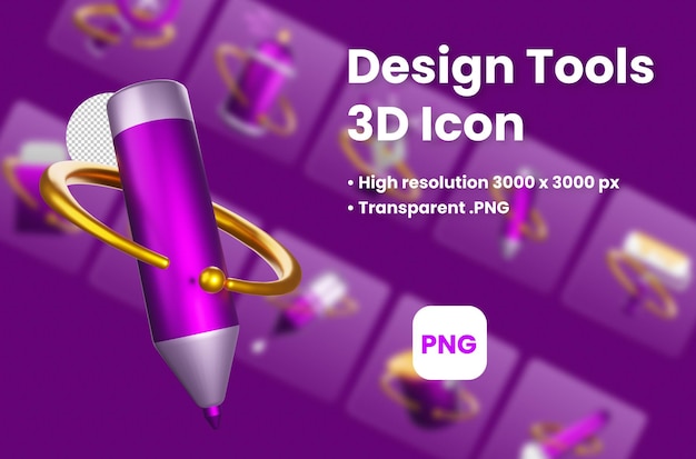 Pen tool design tools 3d pictogram illustratie