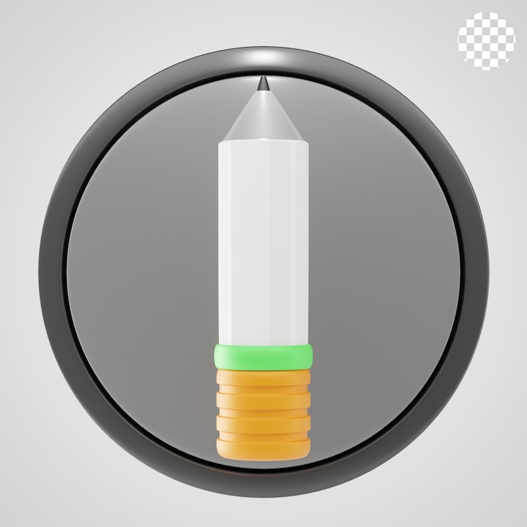 PSD pencil 3d icon and illustration