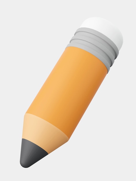 pencil 3d illustration elements of school supplies