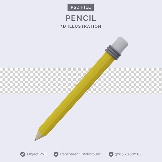 PSD pencil 3d illustration