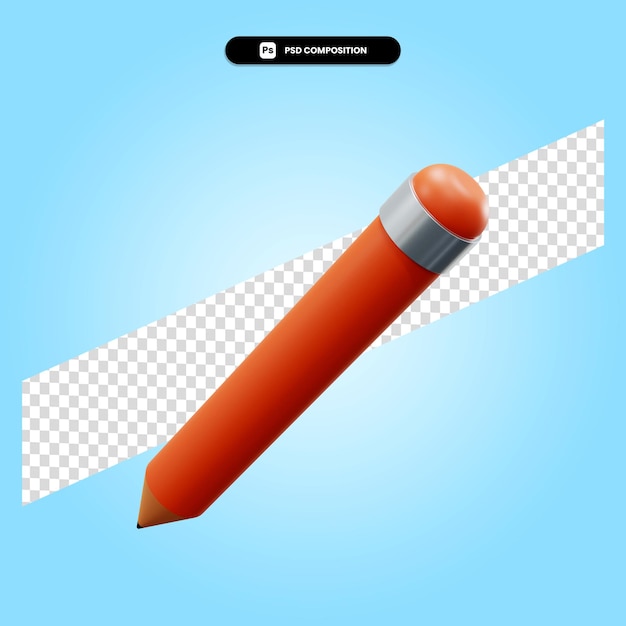 Pencil 3d render illustration isolated