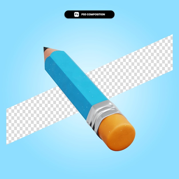PSD pencil 3d render illustration isolated