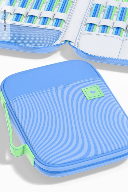 Pencil bag holders mockup, close up