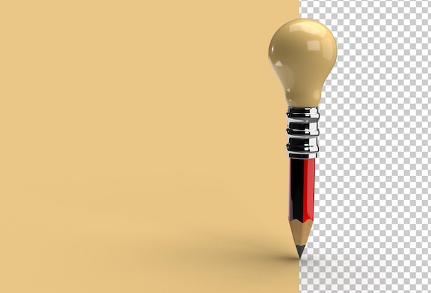Pencil bulb creative idea transparent psd file.
