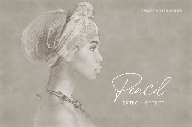 Pencil drawing photo effect mockup