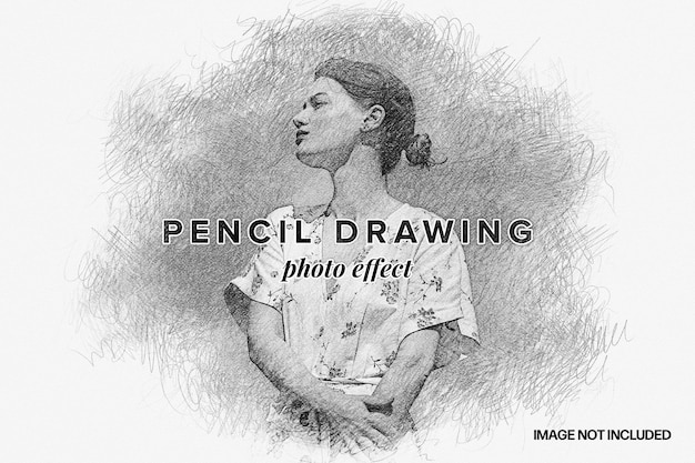 Pencil drawing photo effect template