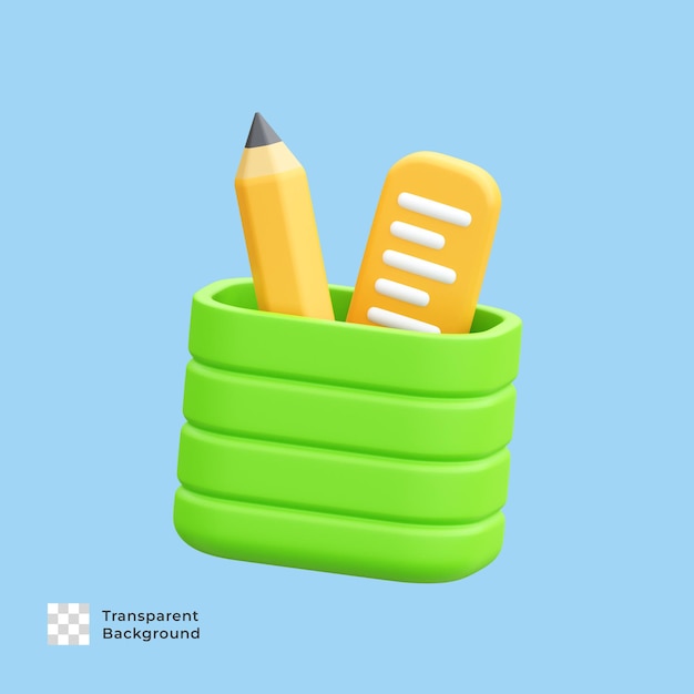 PSD pencil holder 3d render illustration icon