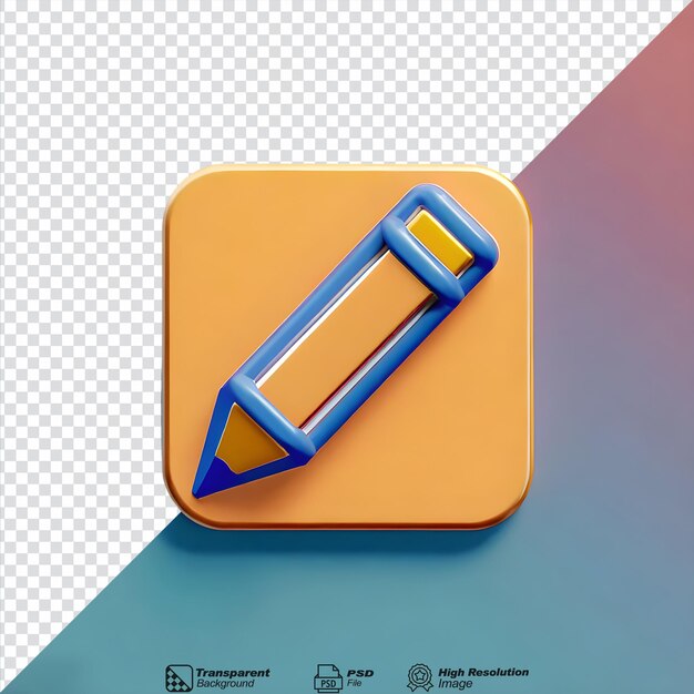 Pencil note icon symbol 3d isolated on transparent background