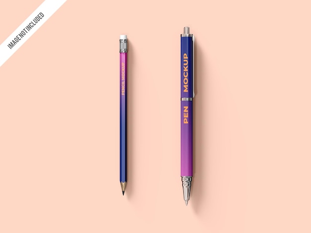 Pencil and pen mockup