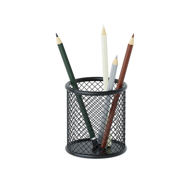 Pencil rack realistic 3d icon for workspace