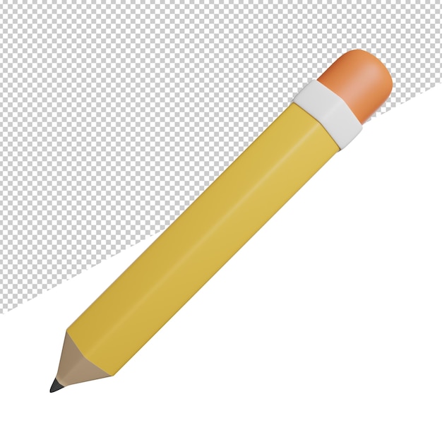 pencil school equipment front view 3d rendering icon illustration ont transparent background