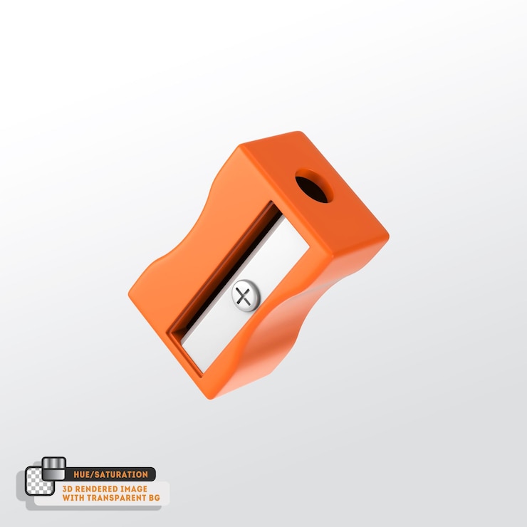 PSD pencil sharpener 3d icon illustration isolated on white as  educational material