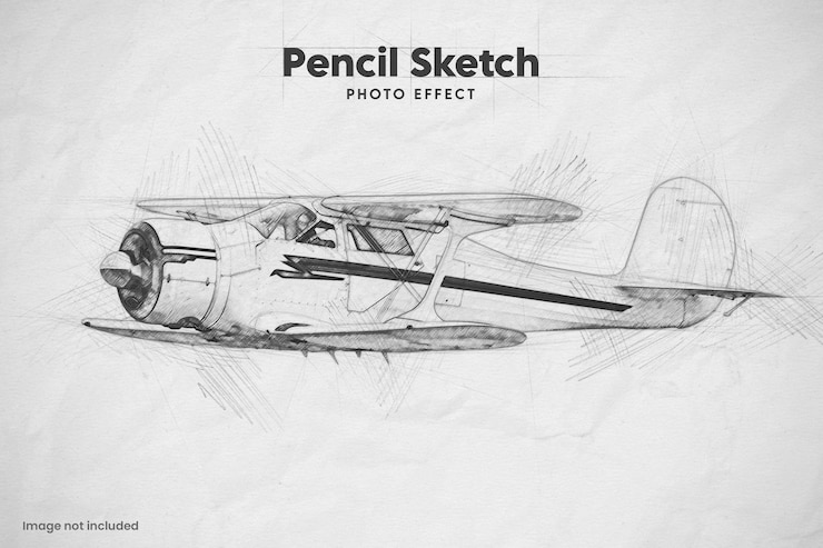 PSD pencil sketch drawing photo effect template