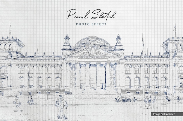 PSD pencil sketch grid paper photo effect