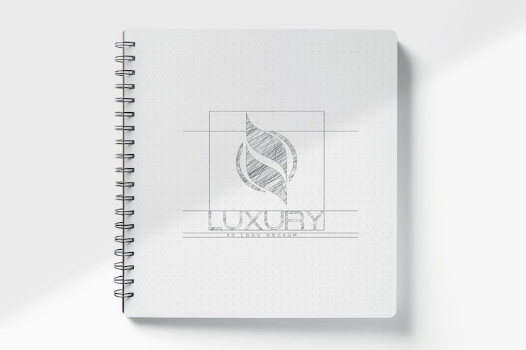 PSD pencil sketch logo mockup