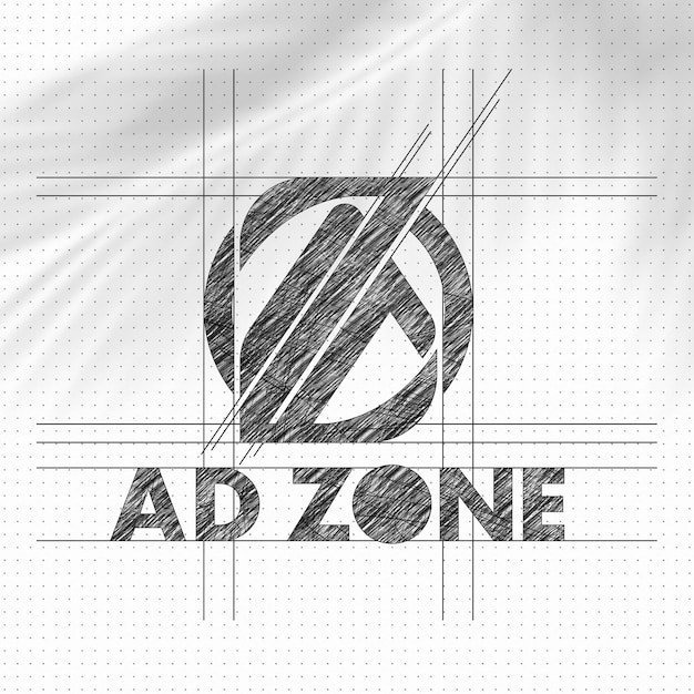 PSD pencil sketch logo mockup