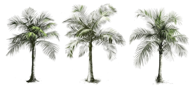 Pencil sketch of palm tree cutout frontview