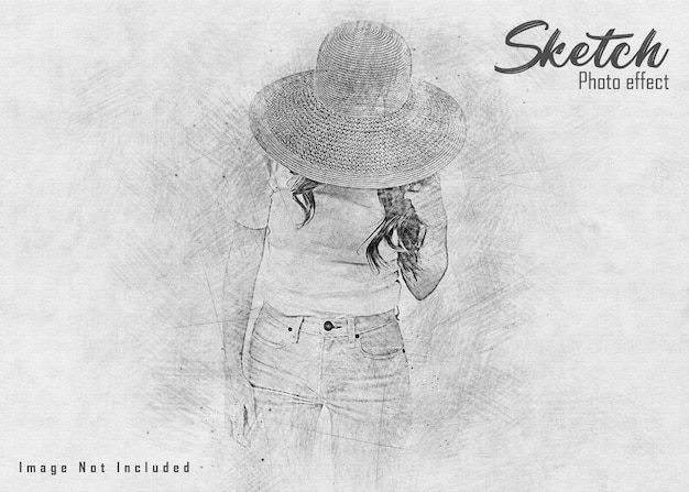 PSD pencil sketch photo effect template