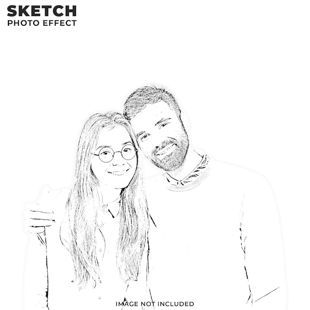 PSD pencil sketch photo effect template