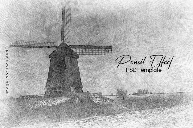 PSD pencil sketch photo effect template