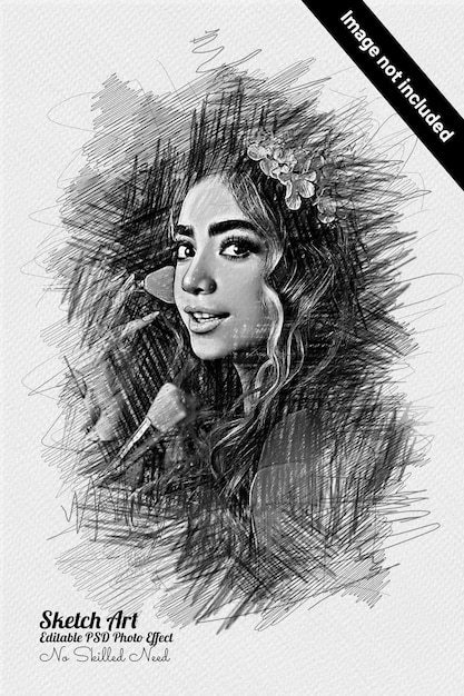 PSD pencil sketch photo effect template