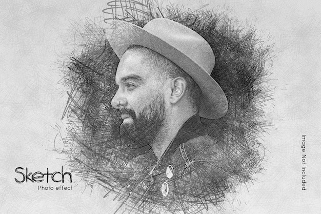 Pencil sketch photo effect template