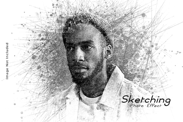 Pencil sketch photo effect template