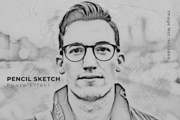 PSD pencil sketch photo effect template