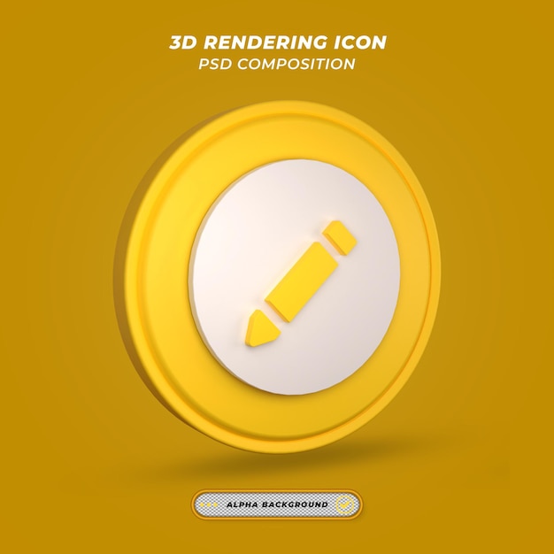 PSD pencil symbol icon in 3d rendering